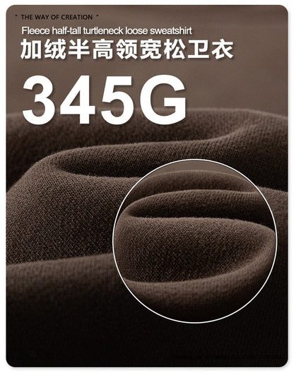 ZODF New Winter Man 345gsm Loose Fit Fleece Sweatshirt Unisex Cusual Boxy Warm Half Turtleneck Pullovers HY1181