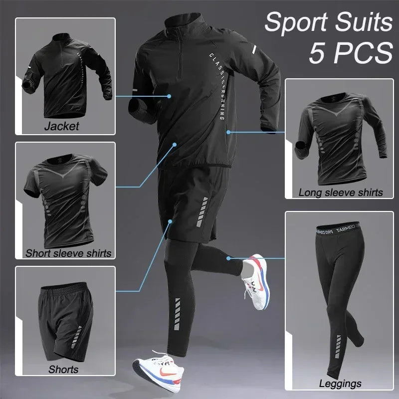 The Codex Sport Men’s Quick Dry Workout Jacket and Jogging Pants Set 1-5 Pcs Fitness Running Sportswear Track Suit