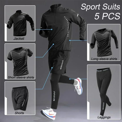The Codex Sport Men’s Quick Dry Workout Jacket and Jogging Pants Set 1-5 Pcs Fitness Running Sportswear Track Suit
