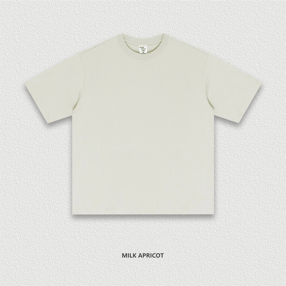 ZODF New 2025 Men Basic Solid 255gsm Cotton T-Shirts Unisex Loose Breathable Comfortable T Shirt Brand Clothes HY0973