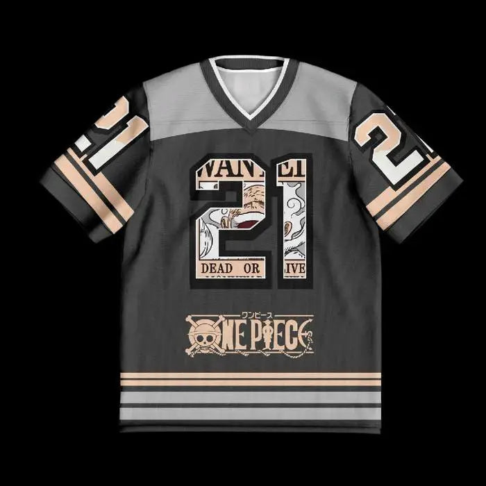 21 Jersey One Piece Luffy Anime Y2k Korean Style Kpop Baseball Hockey T-shirt Anime Daily Unisex Tops Tees Fashion Streetwear