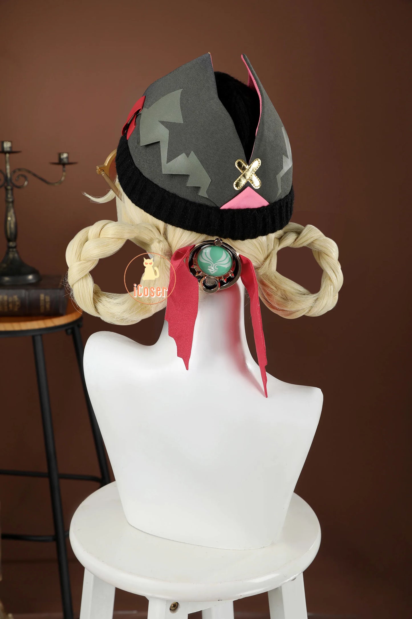 Genshin Impact Jahoda Cosplay Costume Wig Uniform Cloak Hat Glasses Headwear Outfit Halloween Party for Women Girls Props iCoser