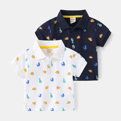 Baby Boys Summer Polo Shirt Cotton Korean Children's Clothes 2024 Kids Turn-down Collar White Tee Boys Short Sleeve Shirt Tops
