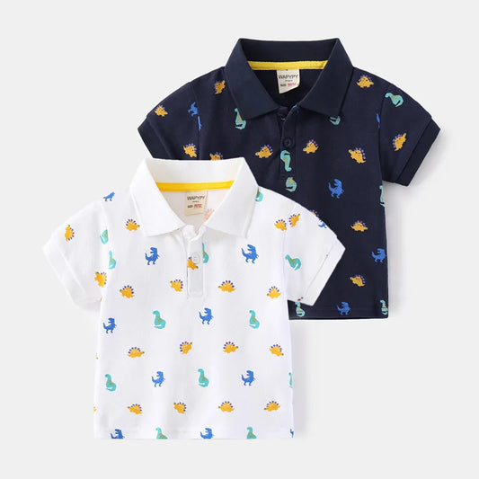 Baby Boys Summer Polo Shirt Cotton Korean Children's Clothes 2024 Kids Turn-down Collar White Tee Boys Short Sleeve Shirt Tops