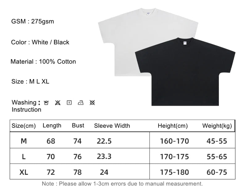 ZODF Trendy 2025 Summer Men’s 275gsm Cotton Seamless Oversized O-Neck Casual T-Shirt HY1030