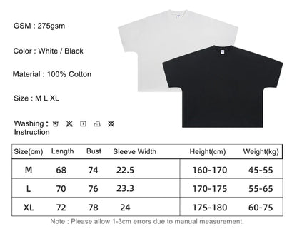 ZODF Trendy 2025 Summer Men’s 275gsm Cotton Seamless Oversized O-Neck Casual T-Shirt HY1030