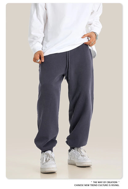 ZODF Retro Men Washed 380gsm 100% Cotton Sweatpant Unisex Loose Sport Solid Joggers Pants For Spring Autumn  HY0901