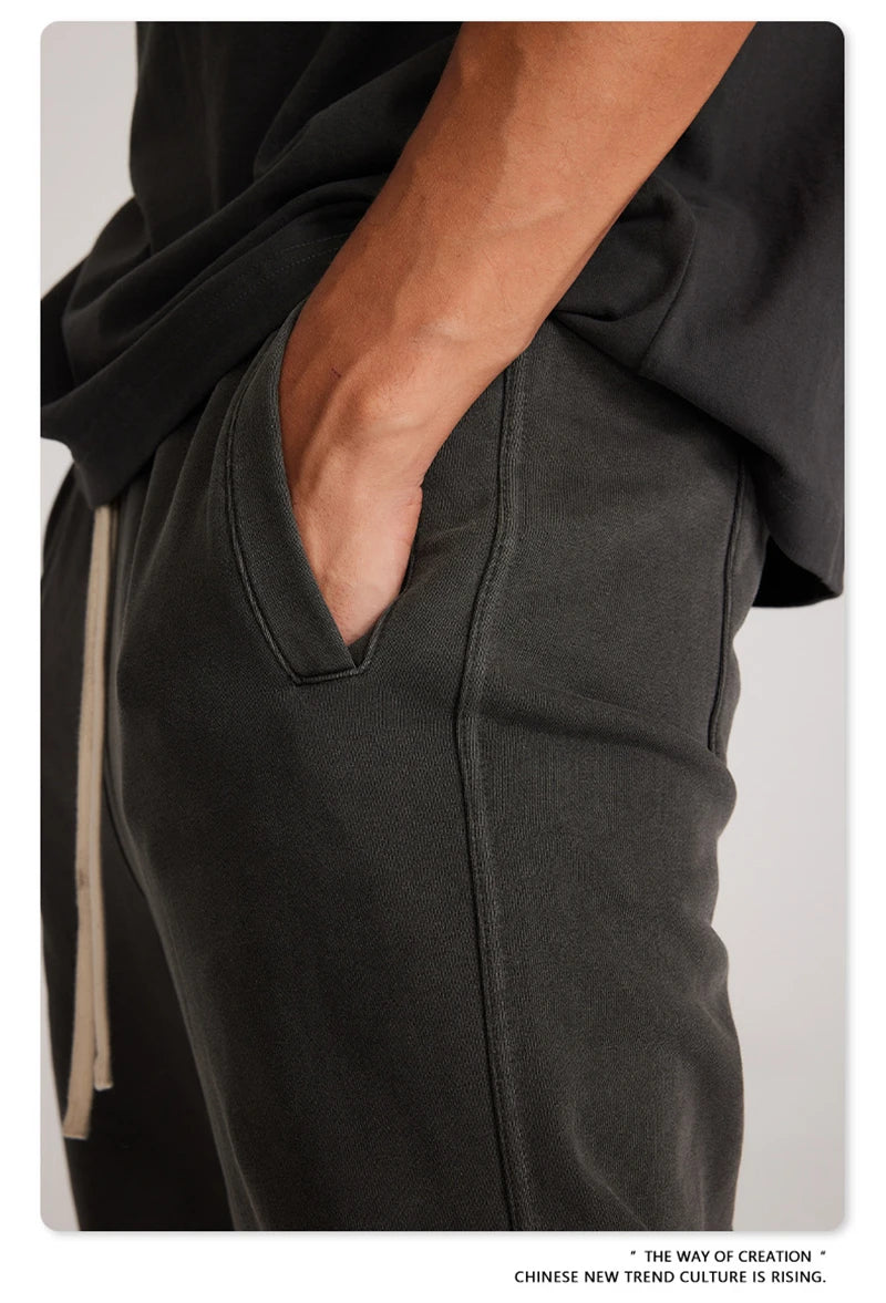 ZODF 2023 Spring Men 380gsm Washed Cotton Pants American Retro Unisex Loose Edge Oversized Straight Trousers Streetwears HY0537