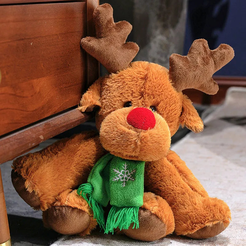 30CM Christmas Reindeer Scarf Plush Stuffed Doll Toy Home Sofa Decoration Gifts For Children New Year Decor Christmas Festive