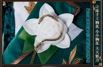 Identity V Art Dealer Cosplay Costume Wig Uniform Knight Richard Sterling Glasses Hat Roy Ramit Halloween Women Men Carnival Cos