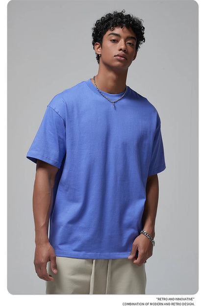 ZODF New Spring Summer Men 305gsm Cotton T Shirts Unisex Heavy Weight Oversized FG Noshrink Basic Solid T-Shirt Tees HY0165