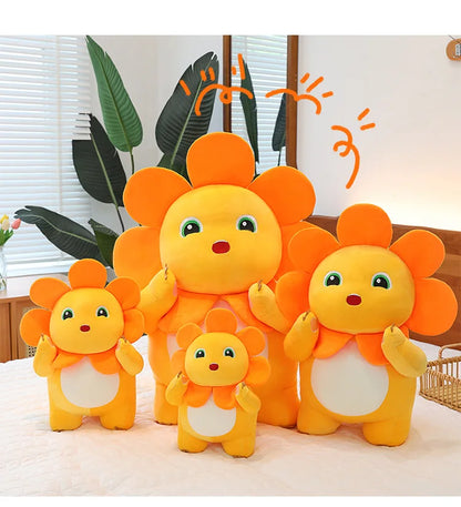 Kawaii Sunflower Nailong Plush Toy Cartoon Smile Dinosaur Silly Cute Stuffed Anime Sofa Pillow Room Decor for Kids Birthday Gift