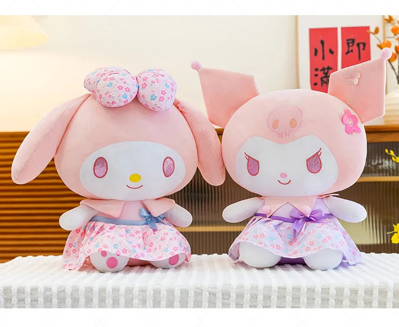 New Sanrio Pink Peach Hello Kitty Plush Toy Cat Doll Kuromi My Melody Stuffed Animal for Girls Birthday Xmas Gift Soft Cute Kids