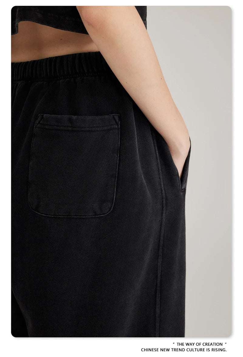 ZODF 2023 Spring Men 380gsm Washed Cotton Pants American Retro Unisex Loose Edge Oversized Straight Trousers Streetwears HY0537