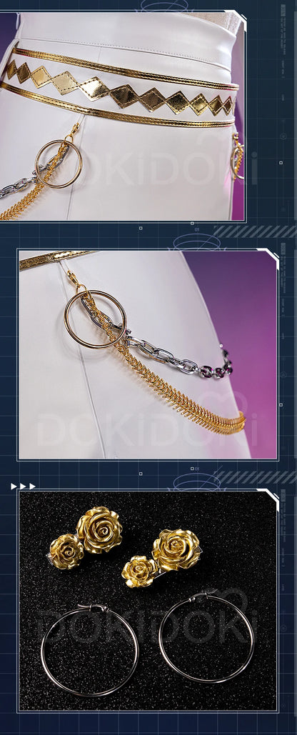 【Last Batch】IN STOCK Rumii Zoeyi Miraa Cosplay Costume【XS-3XL】DokiDoki-N Women White Suit Golden Rumii Cosplay Plus Size