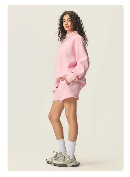 ZODF 2025 Winter Women 350gsm Warm Fleece Sweatshirts Girls Female Hip Hop Half Turtleneck Pullovers Brand Clothing HY056