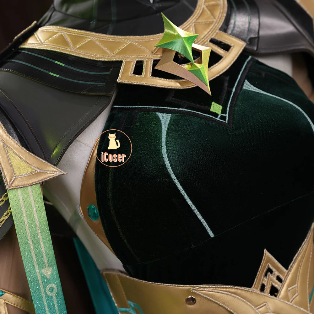 Genshin Impact Nefer Cosplay Costume Wig Dress Uniform Outfit Headwear Carnival Halloween Party for Women Girls Accessory iCoser