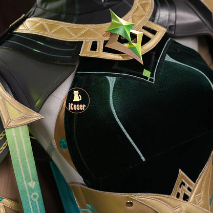 Genshin Impact Nefer Cosplay Costume Wig Dress Uniform Outfit Headwear Carnival Halloween Party for Women Girls Accessory iCoser