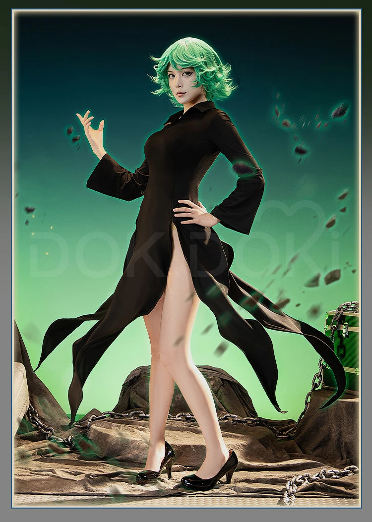 IN STOCK Terrible Tornado Tatsumaki Cosplay Costume Anime DokiDoki-R Women Halloween Cosplay Sexy Dress Plus Size
