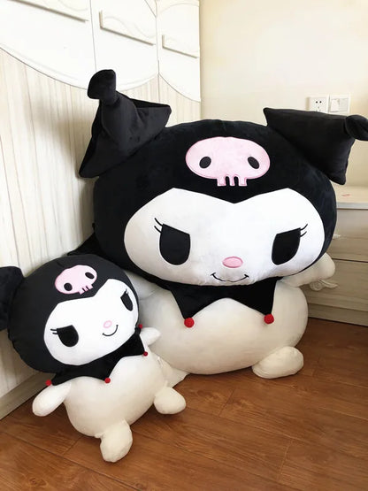 Big Size Sanrio Kuromi Stuffed Doll Melody Cinnamoroll Plush Toy Kawaii Anime Bedside Cushion Room Decoration Xmas Gift For Girl