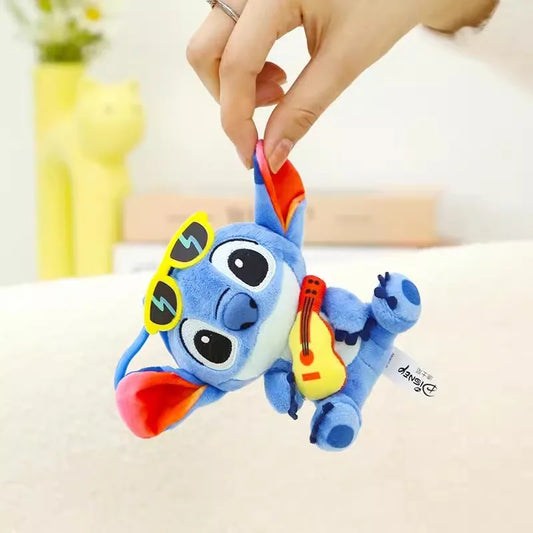 Disney Toy Story Stitch Kawaii Plush Toys Guitar Cartoon Stuffed Anime Bag Keychain Pendant Car Keyring Birthday Christmas Gifts