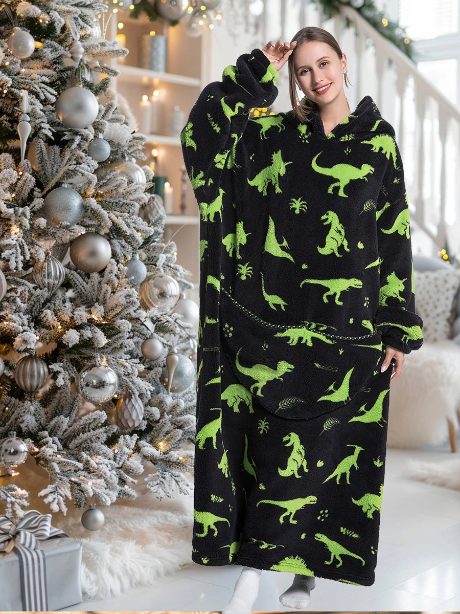 Women Hoodies Winter Clothes Flannel Panda Avocado Long Tops Oversized Blanket Hoodie for Men Home Wear Casual Korean Hoodie