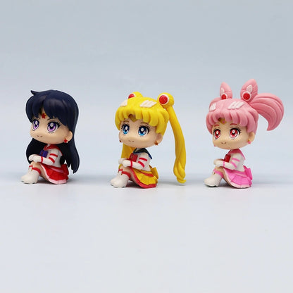 7cm Sailor Moon Anime Figure Tsukino Usagi/Chibiusa/Kino Makoto Action Figure Sailor Mars Jupiter Mercury Venus Figurine Kid Toy