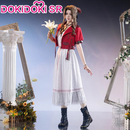 Aerith Cosplay Costume Game FF Cosplay【S-3XL】DokiDoki-SR Women White Dress Aerith Costume Plus Size