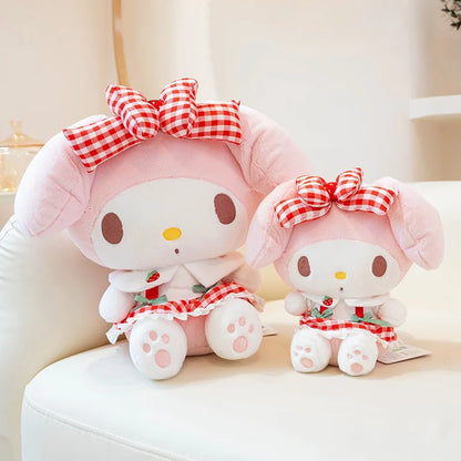 Sanrio Cartoon Plush Toy Kawali Strawberry My Melody Soft Stuffed Doll Pendant Keychain Toys Girl Kids Xmas Gift