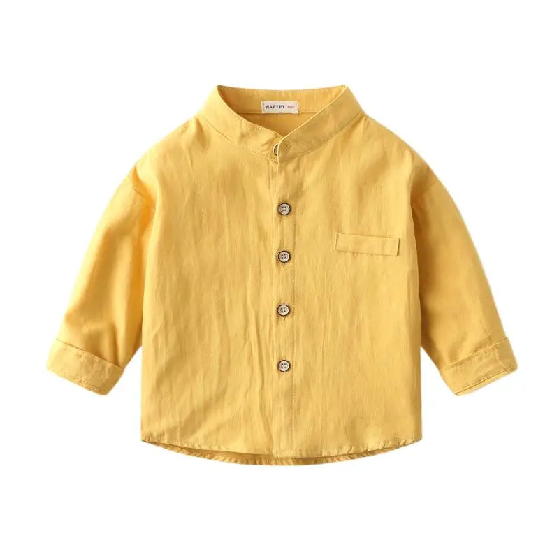 Baby Clothes Boys Shirts Buttons Soft Cotton Fall Kids Blouse Boutique Infantil 1 to 2 3 4 5 6 Yrs Casual White Blue Yellow Tops