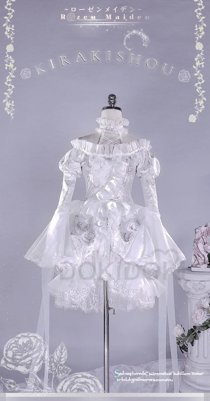 Kirakishou Cosplay Anime Rozen Maiden Cosplay DokiDoki-R Women Kirakishou Cosplay Lolita Gothic Dress White Lolita