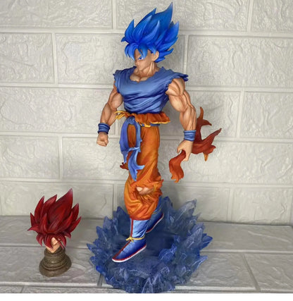 Jt Goku Statue Dragon Ball Z Super Saiyan Goku Figure Replace Head Led Base  Model Toy Gifts Luminous Statue Anime Toy Ornament