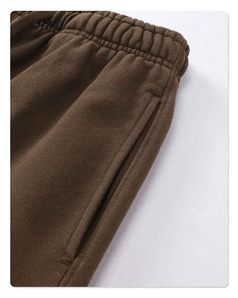 ZODF Retro Autumn Men's Washed Pants Retro Unisex Heavy Weight 450gsm Sports Knitted Straight Trouser Brand Clothes HY0916