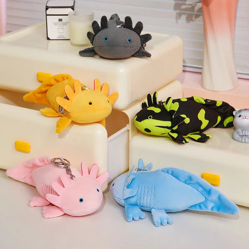 22cm Small Axolotl Plush Keychain Mini Cute Salamander Soft Toy Stuffed Animal Newt Kawaii Bag Pendant Decoration