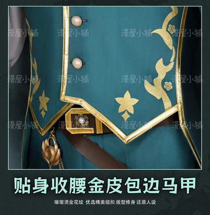 Identity V Art Dealer Cosplay Costume Wig Knight Richard Sterling Uniform Glasses Hat Roy Ramit Halloween Party for Women Men