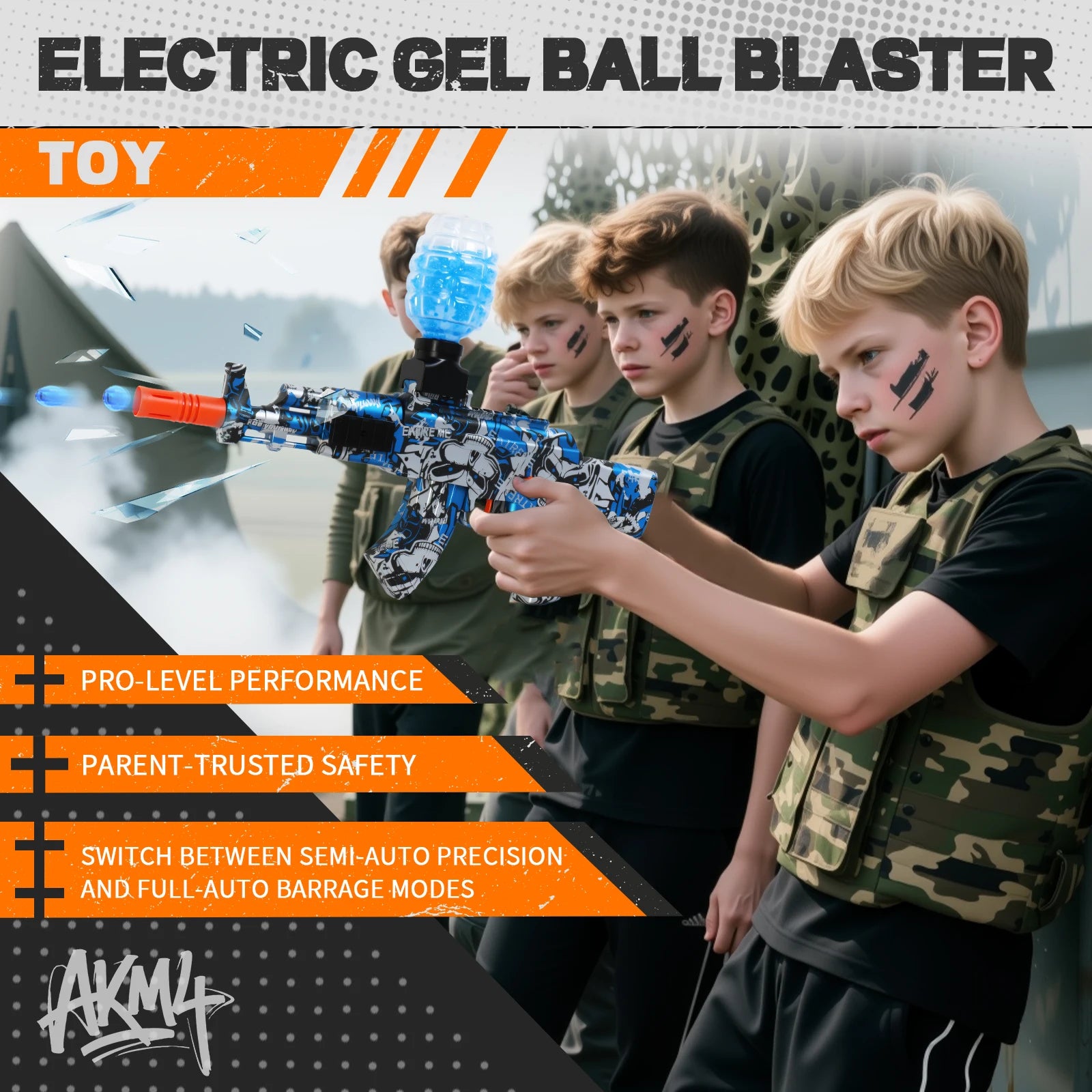 Yuizukeot Gel Ball Blaster 2-Pack ABS Plastic Electric Gun - Blue