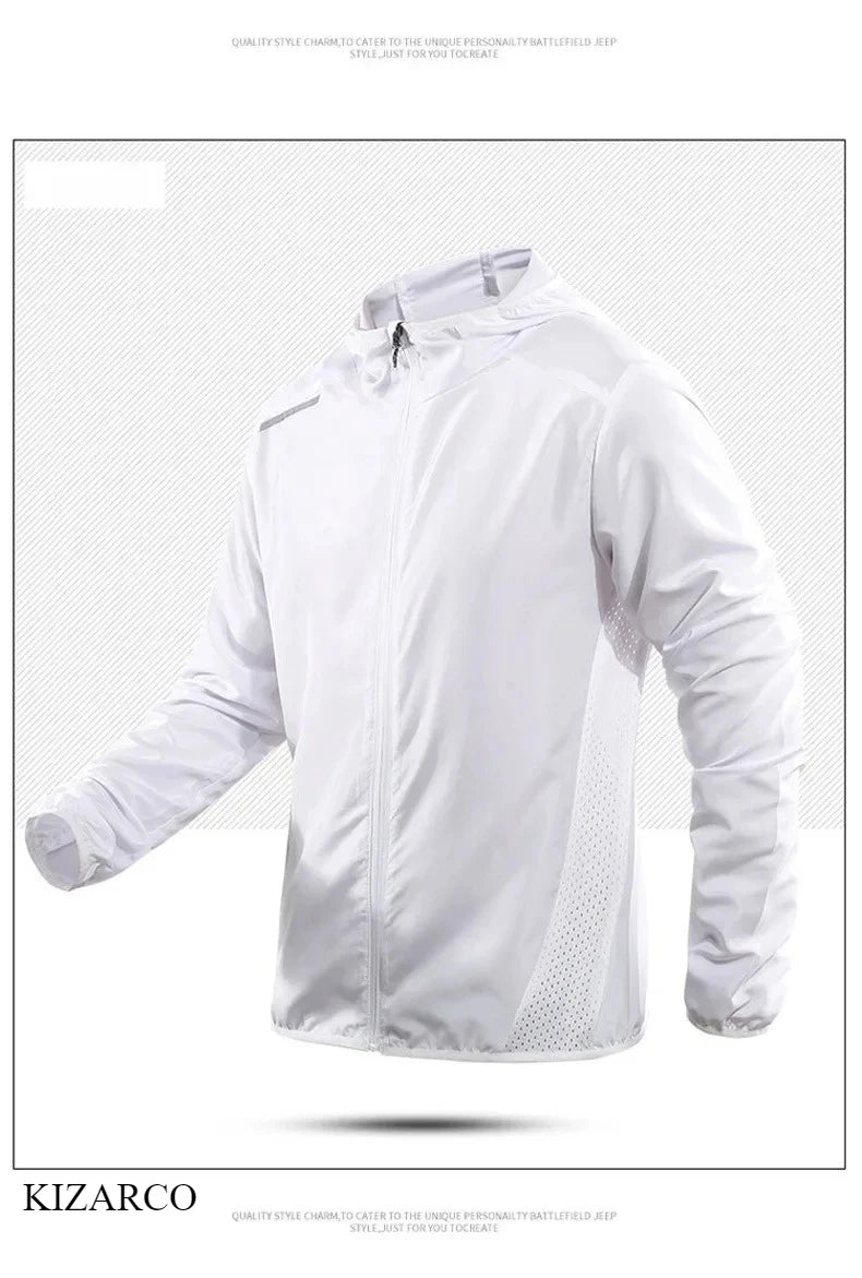 2025 Running Jacket Autumn Reflective Hooded Gradient Color Sportswear Breathable Men and Women Jogging Coat