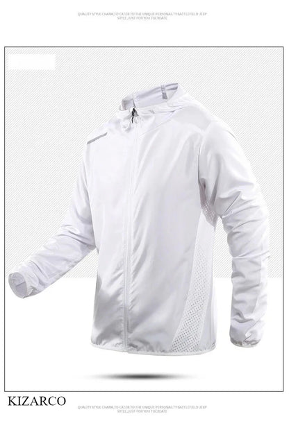2025 Running Jacket Autumn Reflective Hooded Gradient Color Sportswear Breathable Men and Women Jogging Coat