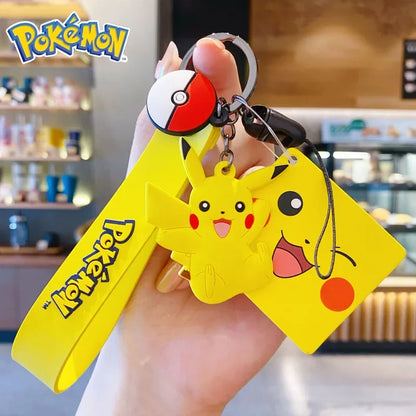 Genuine Pokemon Action Figure Pikachu Keychain Squirtle Bulbasaur Charmander Psyduck Keyring Backpack Pendant Model Toy Kid Gift