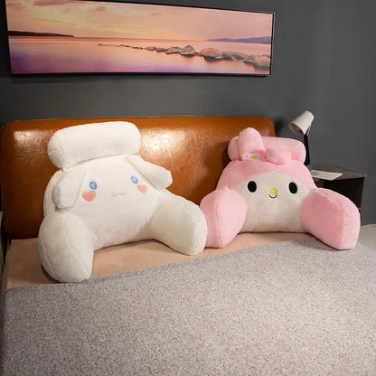 Sanrio Comfortable Back Cushion With Headrest Cinnamoroll My Melody Kuromi Cushion Lumbar Support Chair Sofa Bed Washable Gifts
