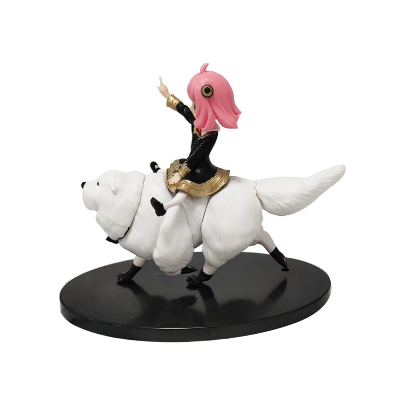 14cm SPY×FAMILY Anya Anime Figure Bond Anya Forger Action Figures Kawaii Girl Riding Dog Figurine PVC Collection Model Doll Toy