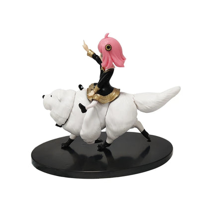 14cm SPY×FAMILY Anya Anime Figure Bond Anya Forger Action Figures Kawaii Girl Riding Dog Figurine PVC Collection Model Doll Toy