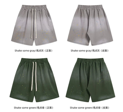 ZODF 2025 Summer 325gsm Monkey Washed Cotton Shorts For Men Unisex Retro High Street Loose Fit Paint Shorts Streetwears HY1064