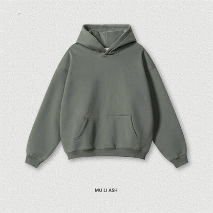 ZODF New 2024 Autumn Winter Men 345gsm Fleece Hoodies Unisex Women Relax Fit Warm Solid Hooded Pullovers Sweatshirts HY0863