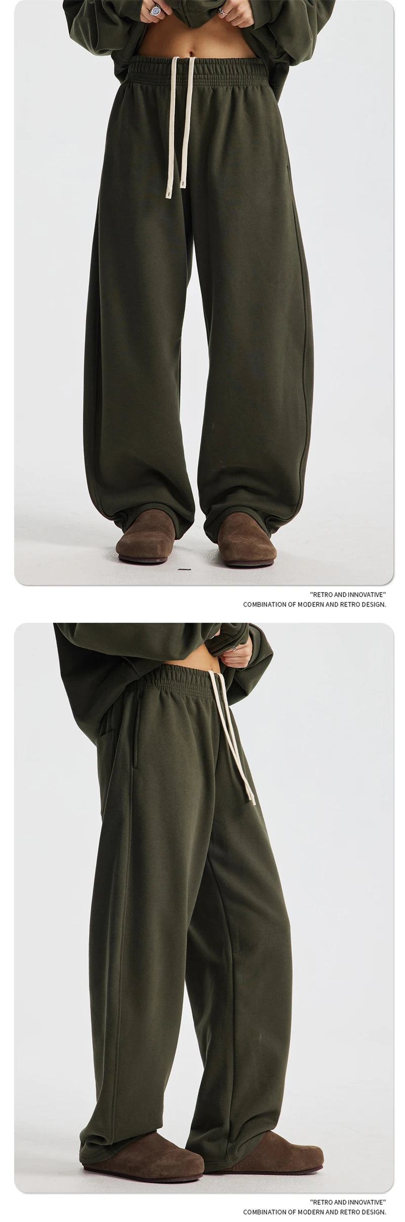 ZODF 2025 Winter 430gsm Unisex Fleece Straight Sweatpants Thick Warm Casual Oversized Trousers HY1170