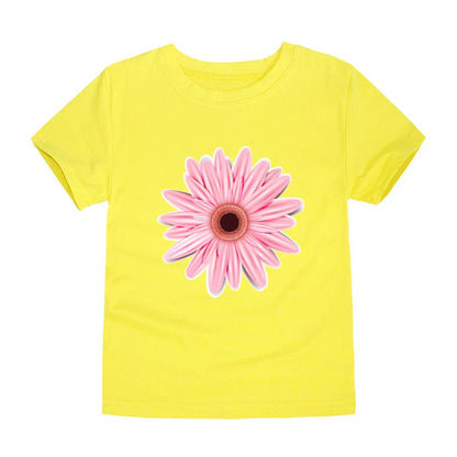 Child Kids Tshirts for Girls Clothes 2024 New Summer Pink Red Blue Luxury Toddler Girl T Shirt Kawaii Unicorn Flower Korean Tees