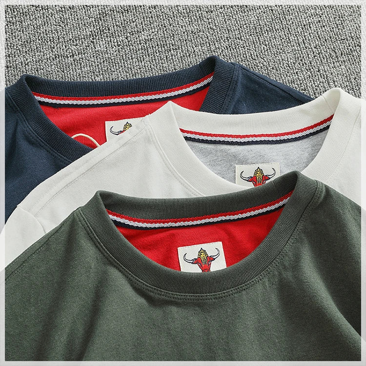 Autumn New American Retro Long-sleeved O-neck Letter Printed T-shirt Men's Fashion Simple 100% Cotton Washed Casual Sport Tops