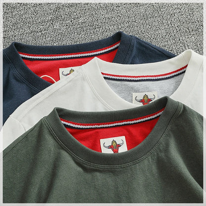 Autumn New American Retro Long-sleeved O-neck Letter Printed T-shirt Men's Fashion Simple 100% Cotton Washed Casual Sport Tops