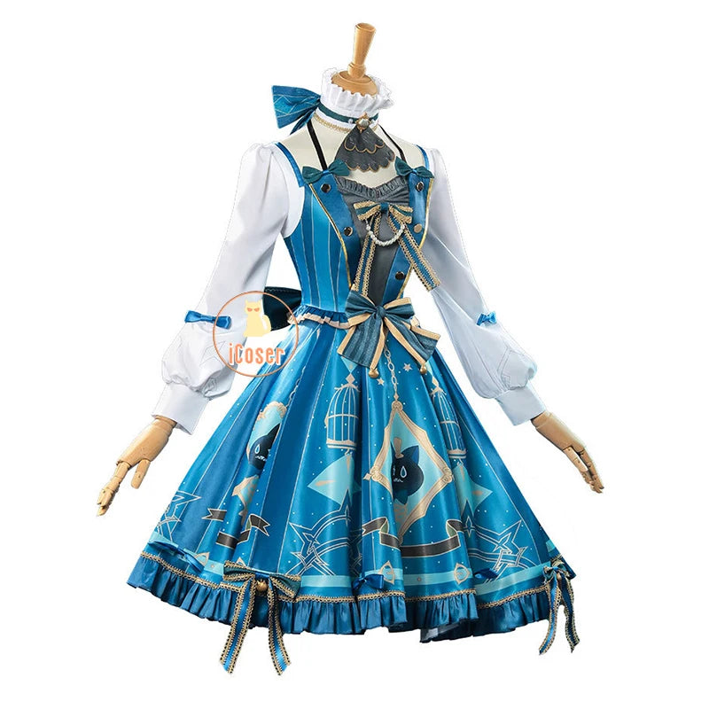Genshin Impact Lynette Cosplay Costume Wig Dress Uniform Hat Magician Outfit Fontaine Halloween Party for Women Girls Game Props