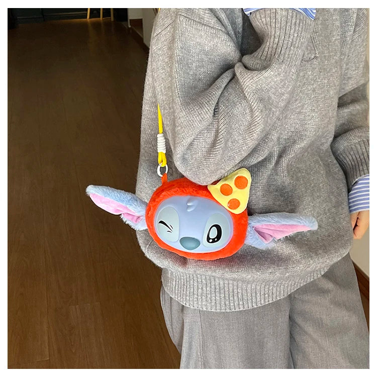 New Disney Stitch Cartoon Plush Backpack Cute Winter Gift For Girls Stuffed Animal Toy Plushie Bag Kids Carry-On Satchel